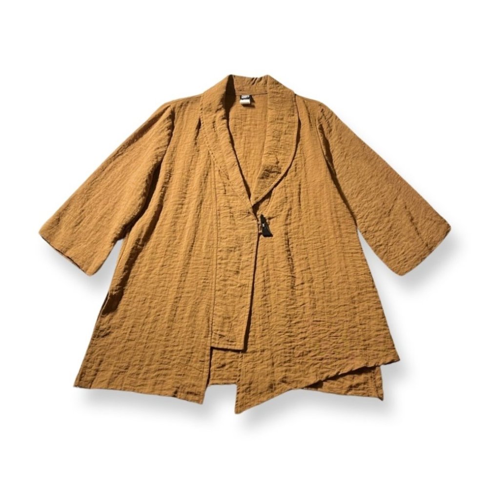 Gump’s San Fransisco Lagenlook Mustard Brown Light Weight Cardigan Size Medium